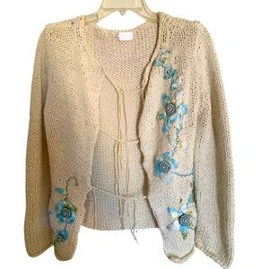 Vintage Ebene by Patrick Assuline Floral Knit Sweater Jacket